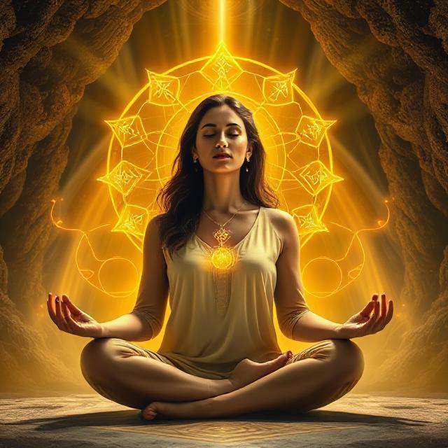 Meditation with golden mandala