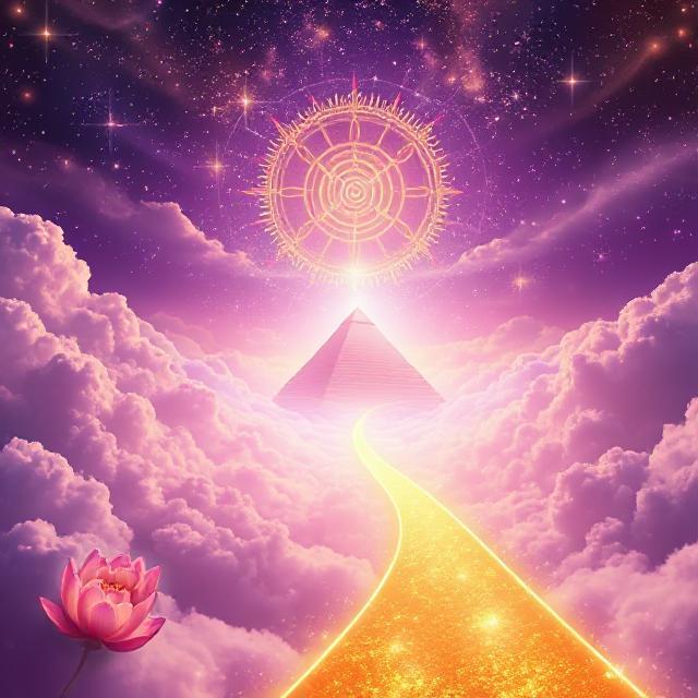 Cosmic pyramid with golden path